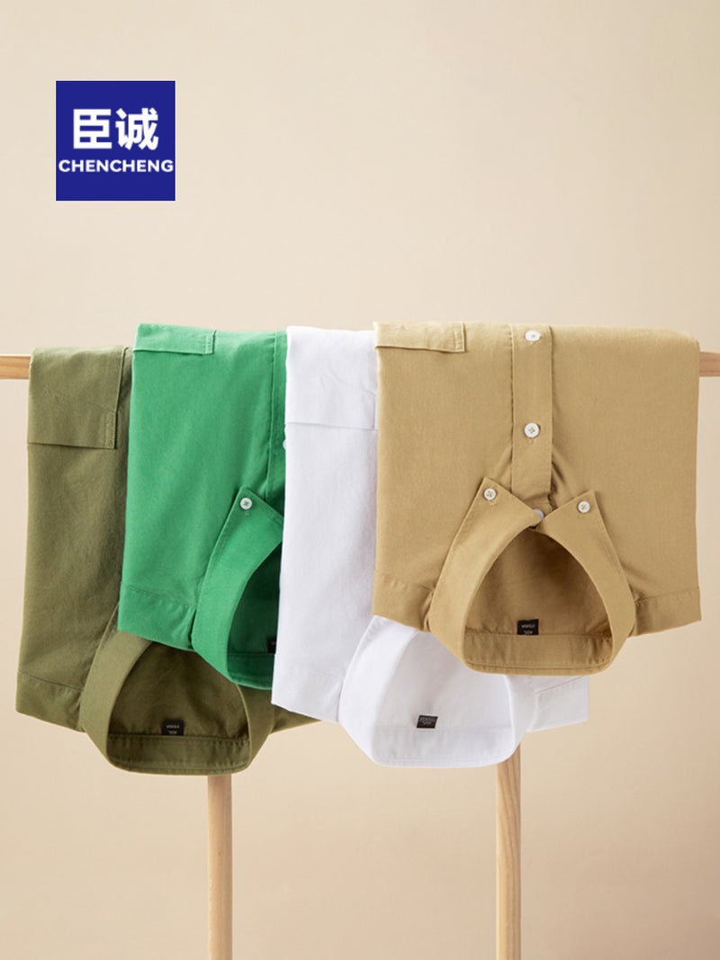 Men'S Shirts Oxford Fabric Shirts Men'S Long-Sleeved Pure Cotton Solid Color Can Be Embroidered With Logo Casual Daily Shirts Men'S Clothing - Image 3