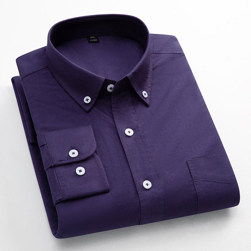 Men'S Shirts Oxford Fabric Shirts Men'S Long-Sleeved Pure Cotton Solid Color Can Be Embroidered With Logo Casual Daily Shirts Men'S Clothing - Image 1