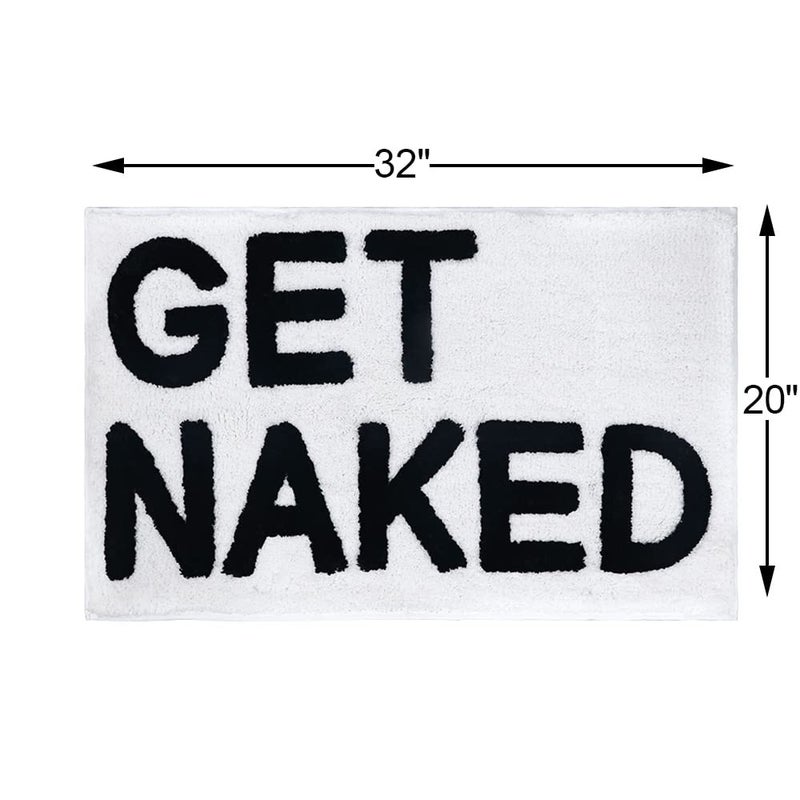 BOVEU Get Naked Bath Mat  Non Slip Absorbent Bath Rugs Funny Bathroom D?cor  White Bathroom Rugs for Tub and Shower  Machine Washable  32"" x 20""  White - Image 2