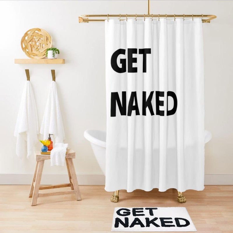 BOVEU Get Naked Bath Mat  Non Slip Absorbent Bath Rugs Funny Bathroom D?cor  White Bathroom Rugs for Tub and Shower  Machine Washable  32"" x 20""  White - Image 3