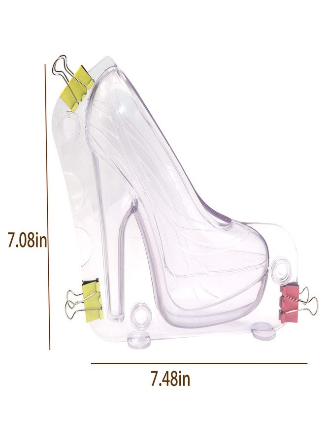 Besimple Big Size 3D High Heel Shoe Chocolate Mold, 7.5" x 7" x 2.7" Crystal Jelly Lady Shoes Mould with 3 Clips Candy Cake Decoration Desserts Fondant Model DIY Home Baking Pastry Tool - Image 3