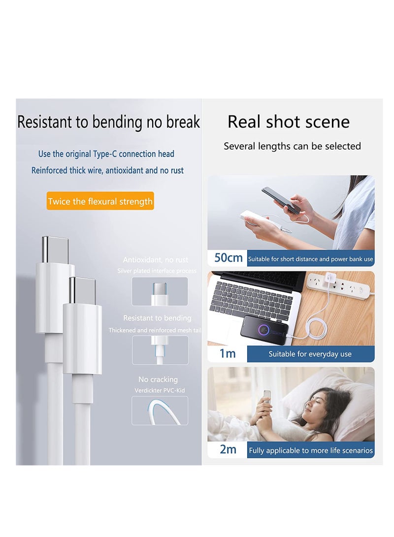USB C to USB C Fast Charging Cable 60W【6ft】,Type C to Type C Cord for MacBook Air, Mac Book Pro 2020,iPad 12.9 5th/Air 4/Mini 6, Samsung S23 Plus/S22 ultra/S21/S20/a53--White - Image 5