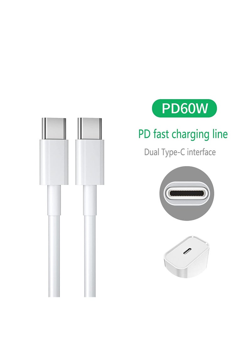 USB C to USB C Fast Charging Cable 60W【6ft】,Type C to Type C Cord for MacBook Air, Mac Book Pro 2020,iPad 12.9 5th/Air 4/Mini 6, Samsung S23 Plus/S22 ultra/S21/S20/a53--White - Image 1