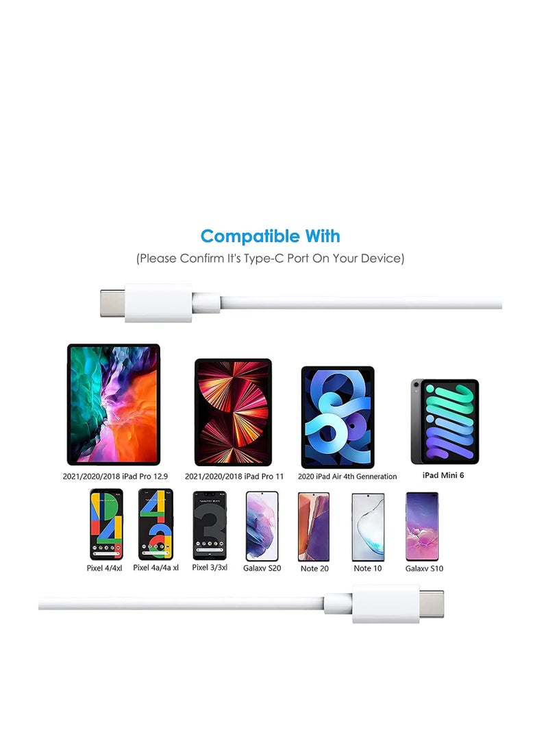 USB C to USB C Fast Charging Cable 60W【6ft】,Type C to Type C Cord for MacBook Air, Mac Book Pro 2020,iPad 12.9 5th/Air 4/Mini 6, Samsung S23 Plus/S22 ultra/S21/S20/a53--White - Image 3