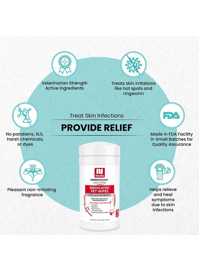 nootie Nootie Medicated Dog Wipes, 2% Chlorhexidine and 2% Miconazole Formulated Pet Wipes for Dogs and Cats - 5"x 6" Size XL Wipes - 70 Count - Sold in Over 10,000 Vet Clinics and Pet Stores Worldwide - Image 5