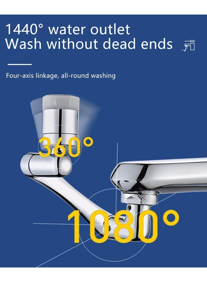 ECVV Faucet Extender 1080°Swivel, 2 Mode Rotating Splash Sink Aerator, 360° Rotatable Robotic Arm Water Filter Extension, Faucet Aerator Spray For Bathroom Kitchen - Image 2