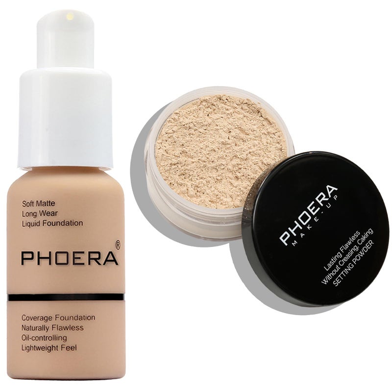 PHOERA Foundation Full CoveragePHOERA Face Powder Soft Focus Setting Powder PHOERA Makeup Lightweight Wrinkles Matte Natural Finish for a Flawless Complexion 104 Buff BeigeN02 Cool Beige