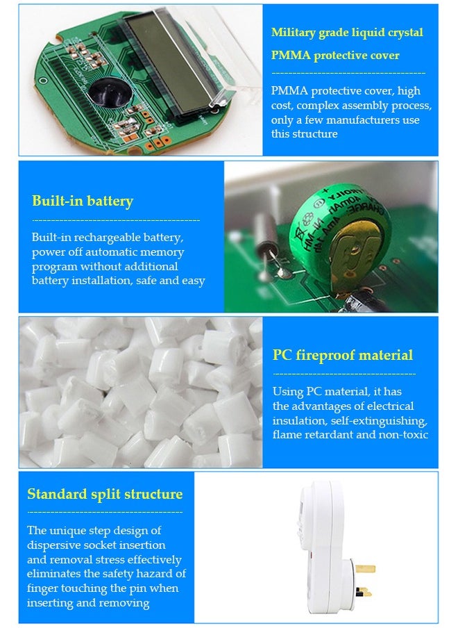 DUNISO - Digital Light Timer Plug, Outlet Timer Socket LCD Display 20 Programmable Switching Programs 24 Hours & 7 Days Energy Saving Timer Socket Plug-in Timer for Electrical Appliances - Image 1