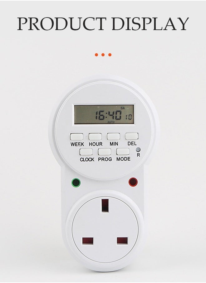 DUNISO - Digital Light Timer Plug, Outlet Timer Socket LCD Display 20 Programmable Switching Programs 24 Hours & 7 Days Energy Saving Timer Socket Plug-in Timer for Electrical Appliances - Image 1