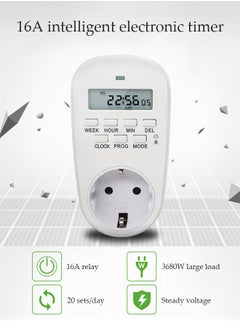 DUNISO Digital Light Timer Plug, Outlet Timer Socket LCD Display 20 Programmable Switching Programs 24 Hours & 7 Days Energy Saving Timer Socket Plug-in Timer for Electrical Appliances  - Image 2