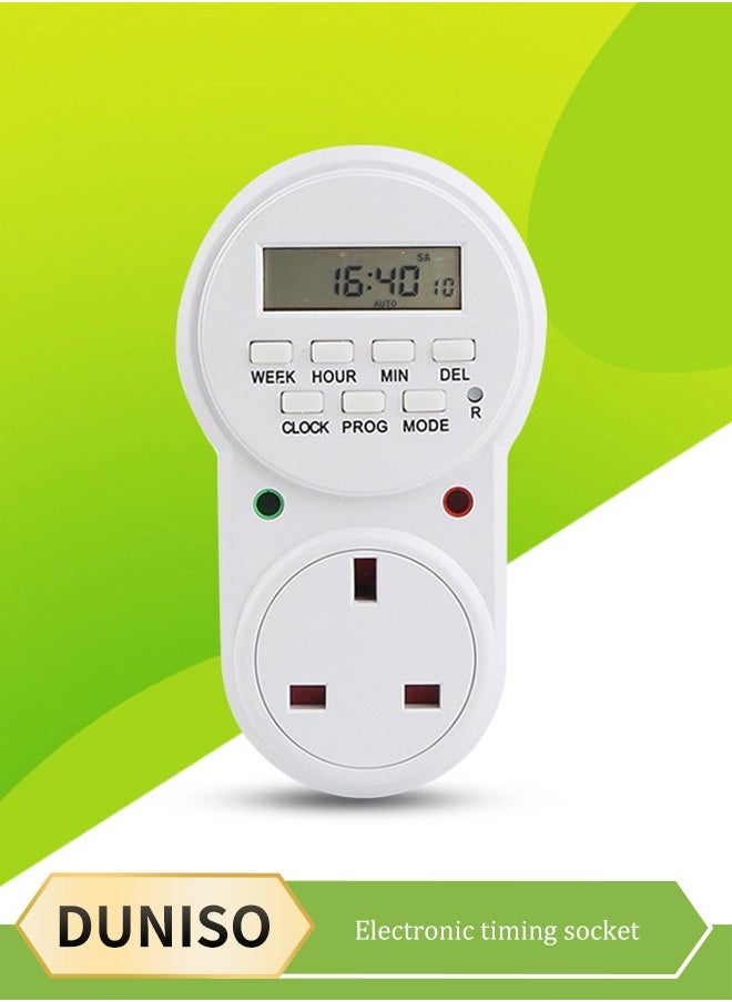 DUNISO - Digital Light Timer Plug, Outlet Timer Socket LCD Display 20 Programmable Switching Programs 24 Hours & 7 Days Energy Saving Timer Socket Plug-in Timer for Electrical Appliances - Image 1