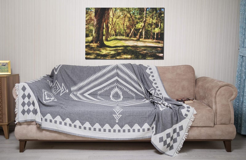 Bersuse 100% Cotton Bahamas XL Throw Blanket Turkish Towel Beach Blanket - Beach Camping Essentials - 75x90 Inches, Black - Image 3