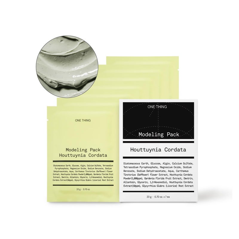 ONE THING Houttuynia Cordata Modeling Pack 07 Oz  7 Masks  Facial Powder Peel Off Mask for Hydrating Cooling Soothing Acne Prone Oily Skin Redness Breakout Relief Refine Pores  Korean Face Mask