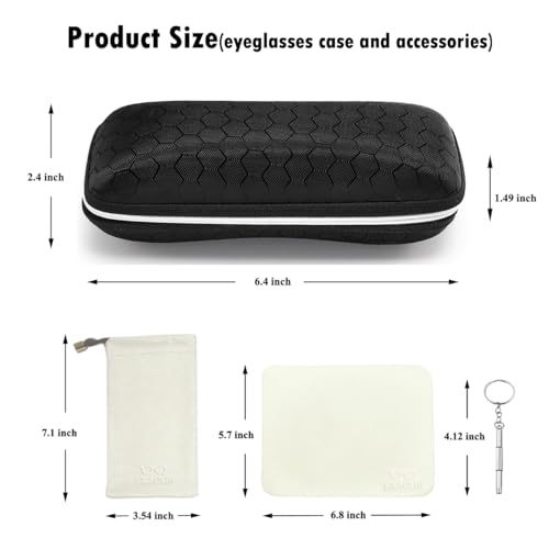 LRZCGB Zipper Eyeglasses Case, Honeycomb Glasses Sunglasses Case Box Protector for Men & Women or Children(Black) - Image 2