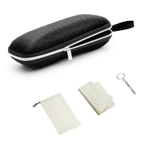 LRZCGB Zipper Eyeglasses Case, Honeycomb Glasses Sunglasses Case Box Protector for Men & Women or Children(Black) - Image 1