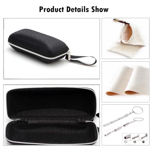 LRZCGB Zipper Eyeglasses Case, Honeycomb Glasses Sunglasses Case Box Protector for Men & Women or Children(Black) - Image 3