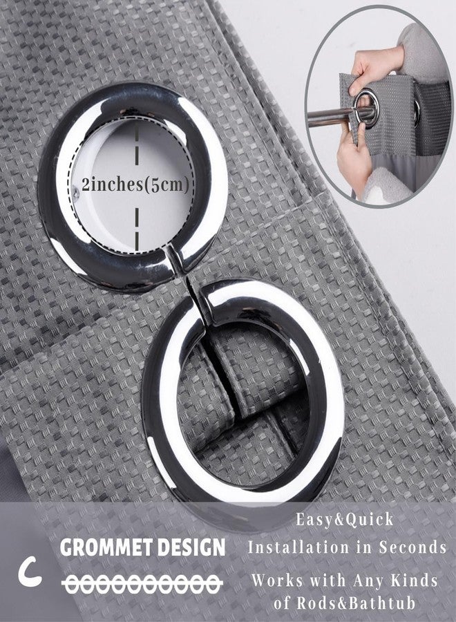 Ecoehoe 54" W x78“ L No Hooks Shower Curtain with Snap-in Liner with Magnets-Machine Washabel Top See Through Grey Waffle - Image 3