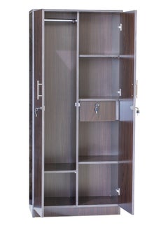 AFT Spacious Two-Door MDF Wardrobe with Lockable Compartments, Durable Metal Hinges, and Multiple Shelves for Organized Storage – Featuring Premium Dark Walnut Finish (Arfan)  - Image 3