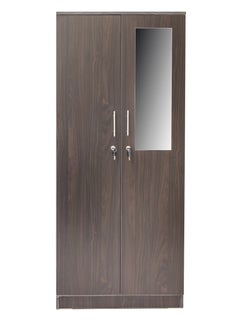 AFT Spacious Two-Door MDF Wardrobe with Lockable Compartments, Durable Metal Hinges, and Multiple Shelves for Organized Storage – Featuring Premium Dark Walnut Finish (Arfan)  - Image 2