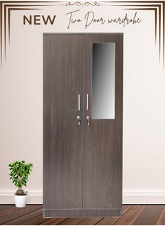 AFT Spacious Two-Door MDF Wardrobe with Lockable Compartments, Durable Metal Hinges, and Multiple Shelves for Organized Storage – Featuring Premium Dark Walnut Finish (Arfan)  - Image 1