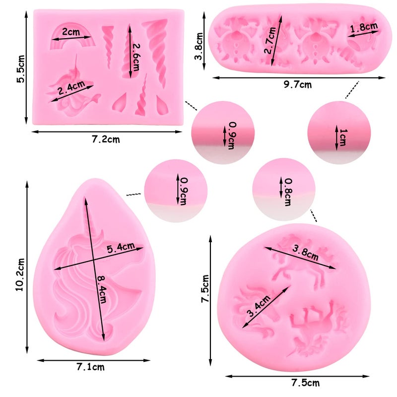 ZiXiang Unicorn Silicone Molds Unicorn Horn Ears Rainbow Fondant Molds For Cake Decorating Cupcake Topper Jelly Chocolate Candy Polymer Clay Gum Paste Set of 4 - Image 5