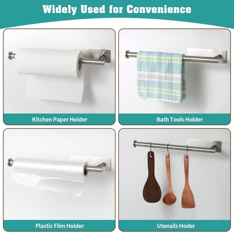 theaoo Under Cabinet Paper Towel Holder for Kitchen, Adhesive Paper Towel Roll Rack for Bathroom Towel, SUS304 Stainless Steel Wall Mount, Both Available for Adhesive and Screws - Image 5