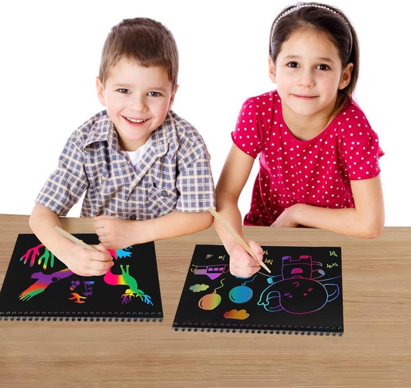 MBJRFU كتب خدش الفن I&Art للأطفال - ورق خدش الفن قوس قزح - هدية مثالية - Image 3