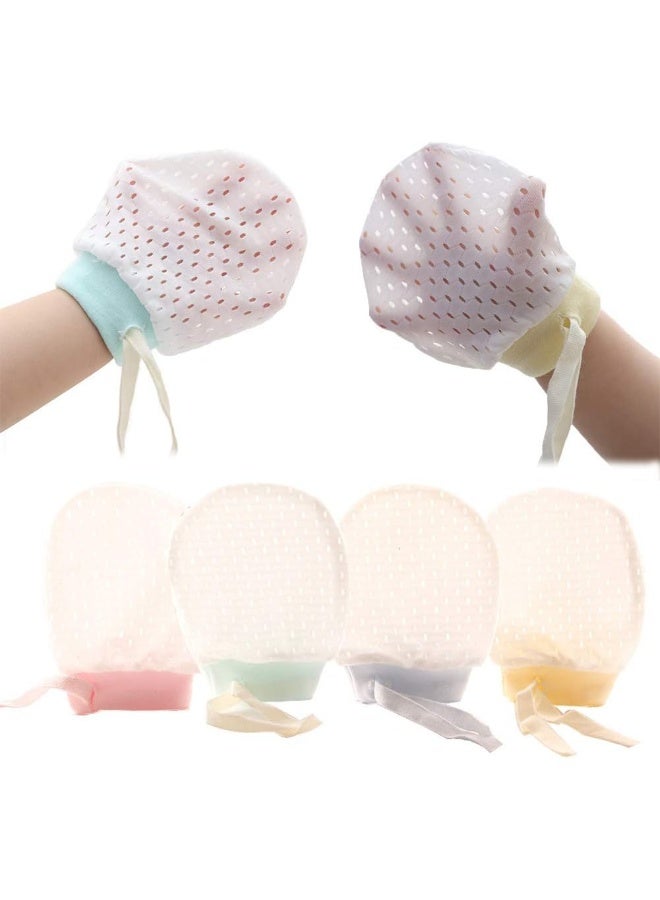 Adeimoo Baby Boy Girl No Scratch Silk Cotton Mittens Mesh Breathable Drawstring Gloves for Newborn Toddler Infants 8 Pack (Eyelet Mitten) - Image 1
