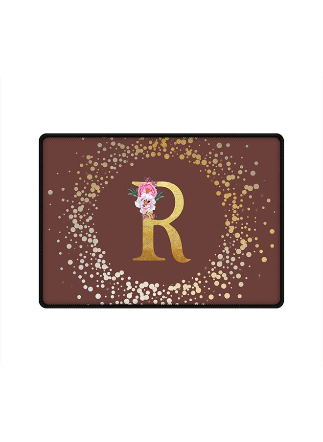 Stylizedd Designer Gaming Mouse Pad  Anti-Skid Mousepad Large Keyboard Mouse Pad Desk Mat Custom Monogram Initial Letter Floral Pattern Alphabet - R  (Brown)  - Image 1