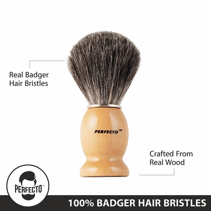 Perfecto 100% Original Pure Badger Shaving Brush, Engineered for The Best Fathers Day Gift. All Methods, Safety Razor, Double Edge Razor, Straight Razor, Shaving Razor, Gift for Dad Badger Brush. - Image 3