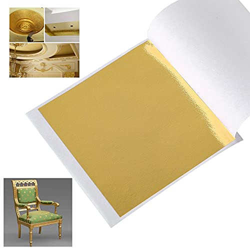DECONICER 100 Sheets Imitation Gold Leaf SheetsGold Foil Sheets are Suitable for ArtGildingDecorationCraftsPicturesFramesSculptureFurniture315335 inches - Image 1
