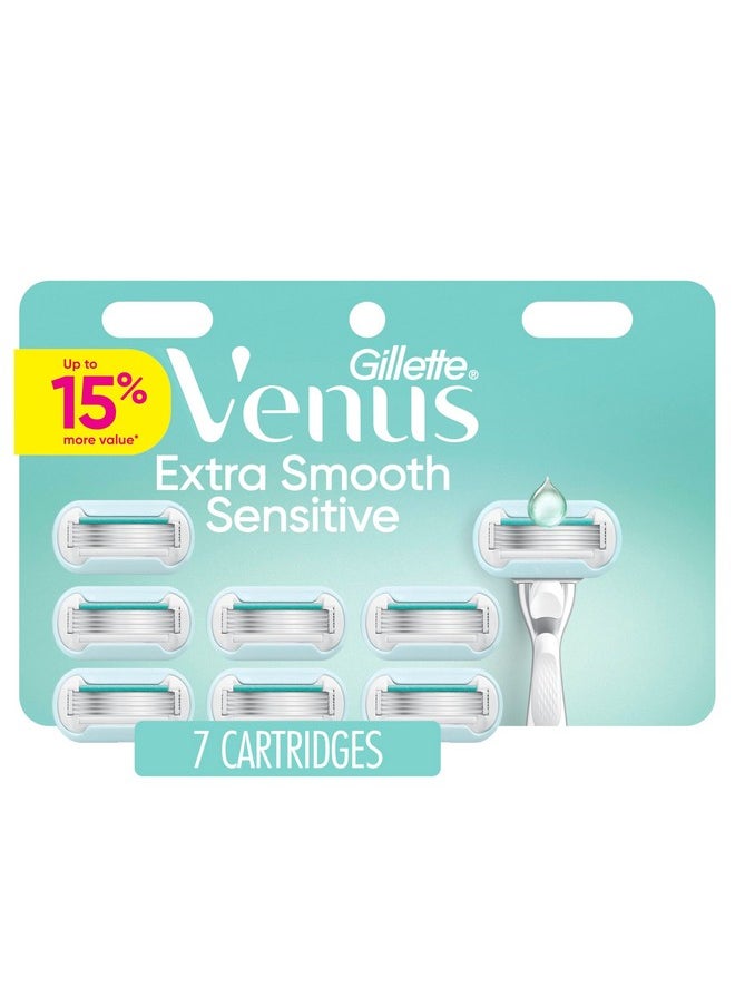 Venus Gillette Venus Extra Smooth Sensitive Women’s Razor Blades for Sensitive Skin, 5-Bladed Razor Refills, 7 Count  - Image 1