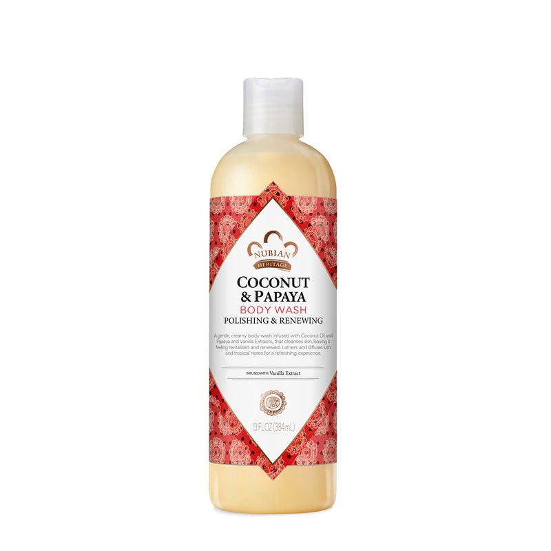Nubian Heritage Nubian Heritage Coconut Papaya Body Wash Cleanser for Dry, Dull Skin Polish + Renew Hydrating Body Wash 13 oz