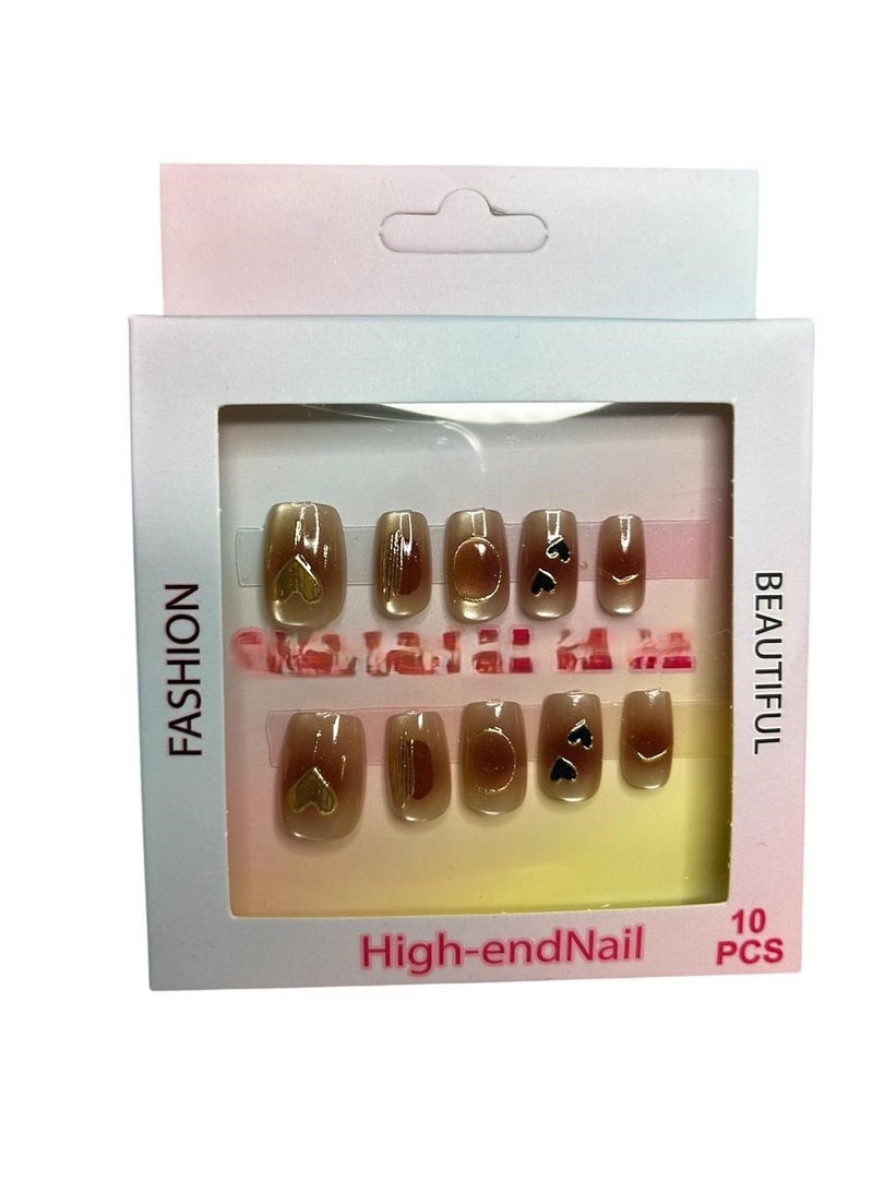 Generic 10 Pack Cat Eye False Nails - Unique Design Double Face Adhesive 