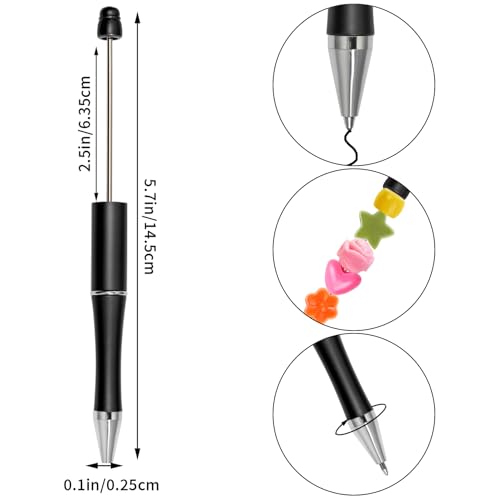 jiebor 30Pcs Beadable Pens Plastic Bead Ballpoint DIY Cute Cool Pens Black Ink for Students Teacher Women Men Bridal Graduation Gift Office School Supplies - Image 2