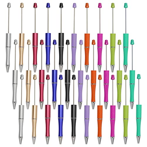jiebor 30Pcs Beadable Pens Plastic Bead Ballpoint DIY Cute Cool Pens Black Ink for Students Teacher Women Men Bridal Graduation Gift Office School Supplies - Image 1