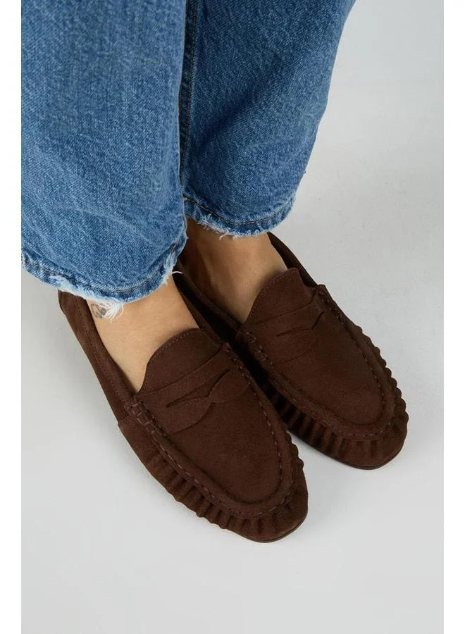 Manijero  Tuubi Women's Genuine Leather Pleated Loafer Coffee Shoe. for Women | Best Price UAE