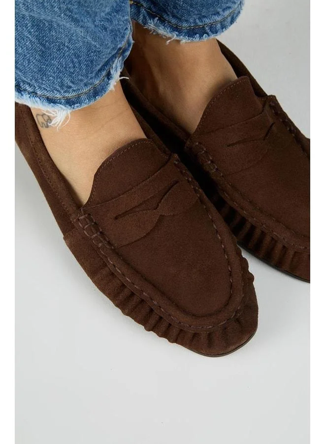 Manijero  Tuubi Women's Genuine Leather Pleated Loafer Coffee Shoe. for Women | Best Price UAE