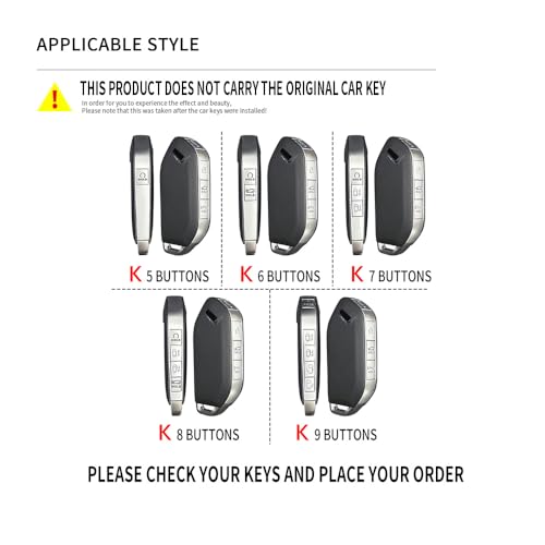 Ysbxitu Kia Key Fob Cover with Keychain - Shell Case Compatible With Telluride, EV9, Picanto, GT Line, Sorento, Sportage, Carnival, KX3, Seltos, KX5, ALL NEW K5 - Black - Image 2