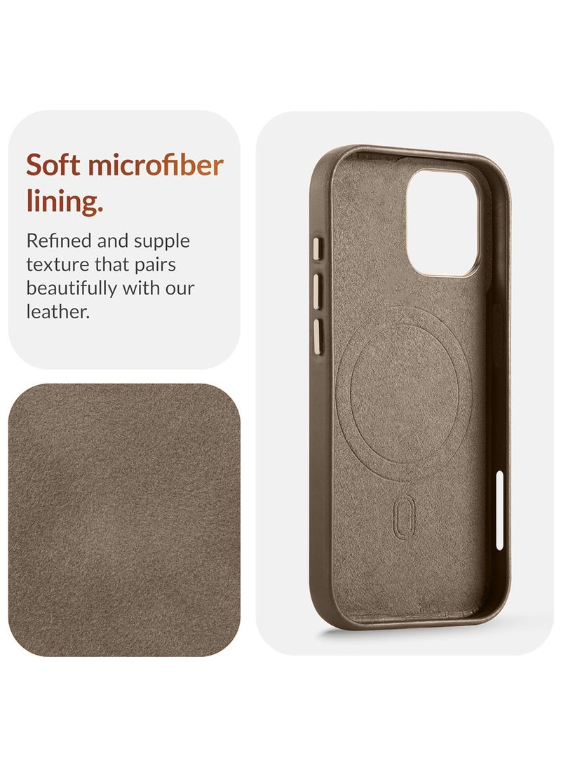 Wtech Apple iPhone 17 5G 2025 Luxury Leather Magnetic Wireless Charging Case Original MagSafe Shockproof Case Cover (MCMPMN) - Dark Brown - Image 3