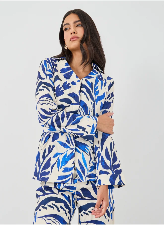 ستايلي Styli Printed Belted Shirt and Pants Co-Ords