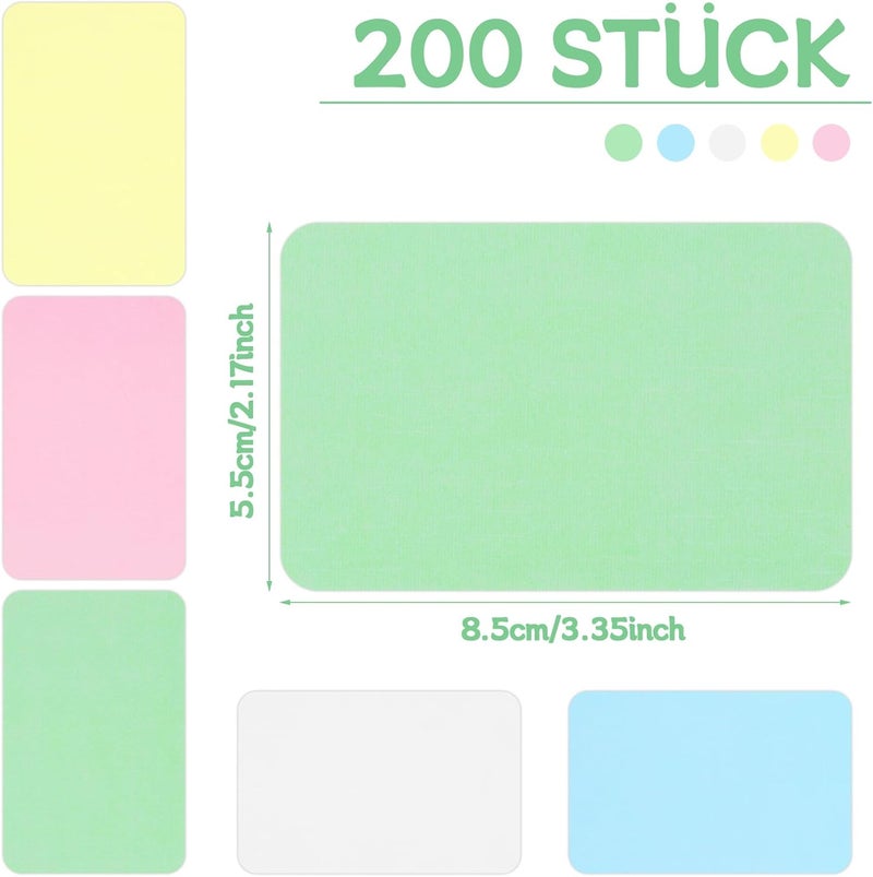 WSICSE Pack of 200 Blank Paper Cards, 8.5 x 5.5 cm Index Cards, Colourful Flashcards, Blank Cards for Designing, Business Cards, Paper, DIY Gift Card, Vocabulary Cards, Playing Cards (5 Colours) - Image 2