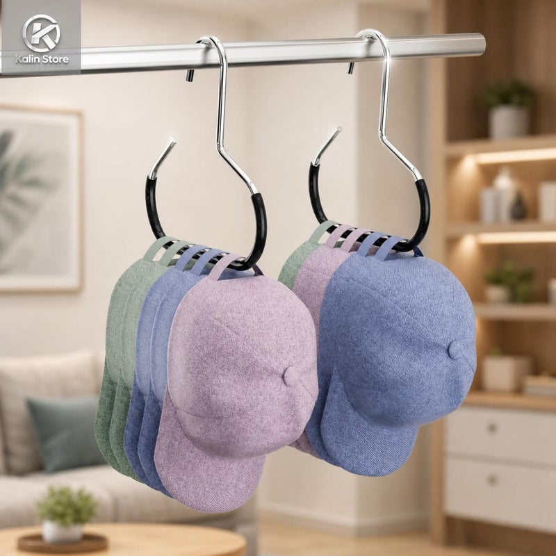 Vertical Hat Hanger Black 360-Degree Rotating Display - Space-Saving Heavy-Duty Hold Hat Storage Hook for Baseball Cap Collection Closet Organization - Image 2