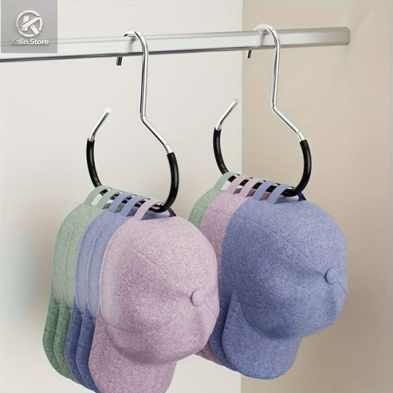 Vertical Hat Hanger Black 360-Degree Rotating Display - Space-Saving Heavy-Duty Hold Hat Storage Hook for Baseball Cap Collection Closet Organization - Image 3