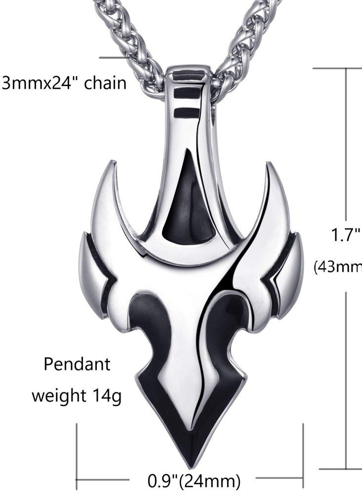 Tribal Flame Stainless Steel Pendant with Chain Gothic Warrior Style Necklace  - Image 2