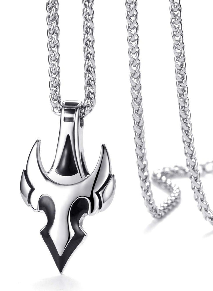Tribal Flame Stainless Steel Pendant with Chain Gothic Warrior Style Necklace  - Image 3