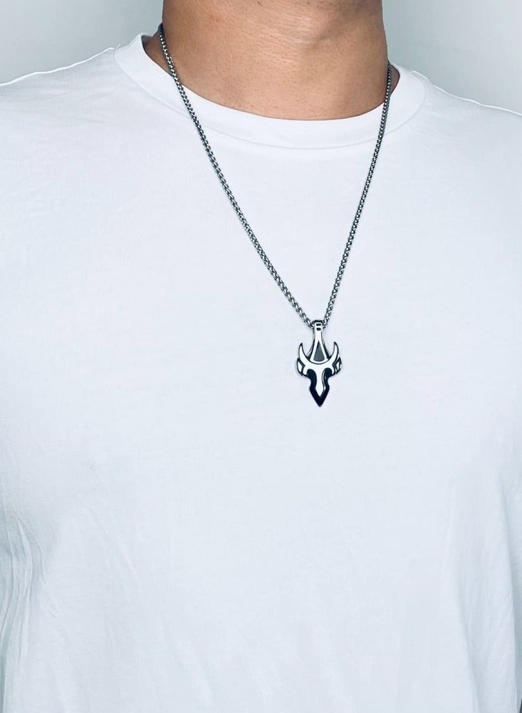 Tribal Flame Stainless Steel Pendant with Chain Gothic Warrior Style Necklace  - Image 5