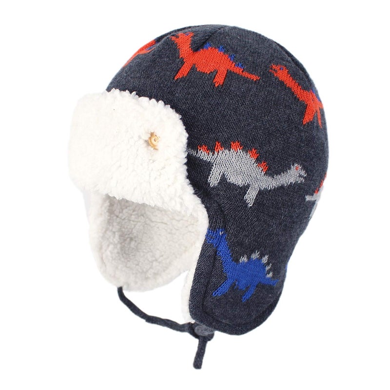 Zando Baby Winter Hat Size 3-12 Months - Warm Fleece Sherpa Hats, Cute Dinosaurs Toddler Beanie with Ear Flaps, Baby Winter Essentials for Boys Girls, Infant Kids Aviator Cap for Outdoor Home Wear - Image 1