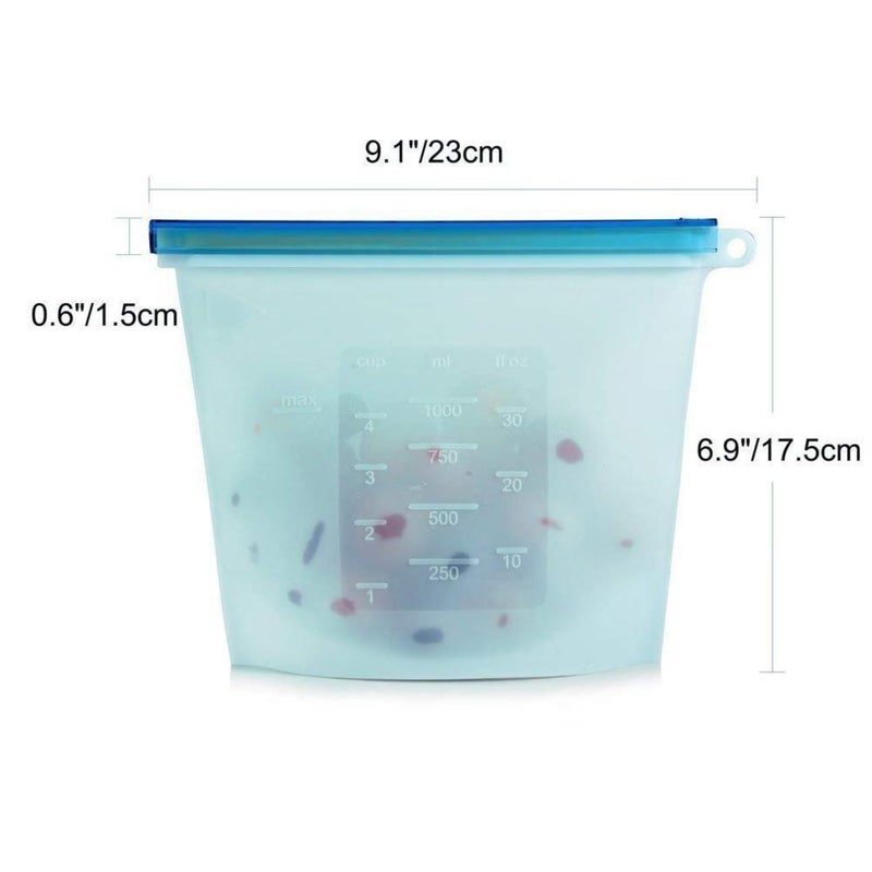 Piqray Silicone Food Bag Reusable Airtight Seal Storage Container Freezer Leak Multicolor_S_H_T_10062041
