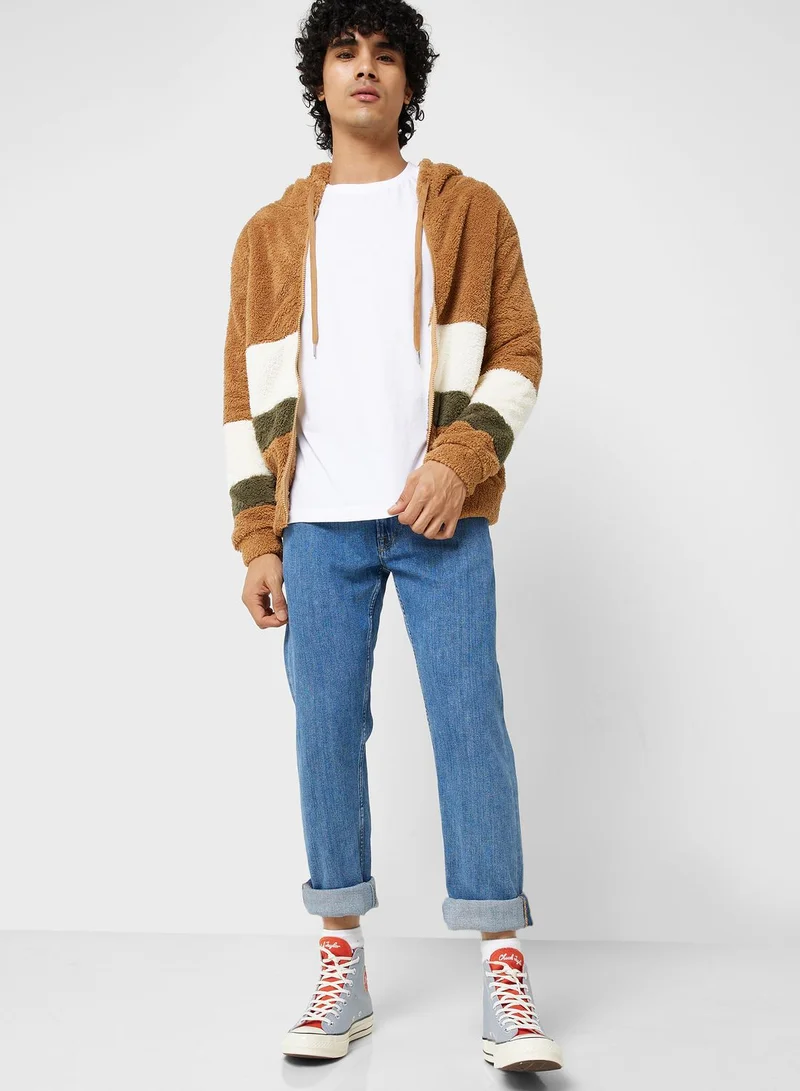 Seventy Five Colour Block  Zip Through Fleece